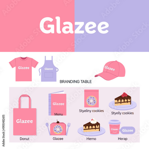 Glazee Branding Elements and Merchandise Items Display.