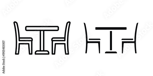 Dining table icons in different styles. Simple icon design