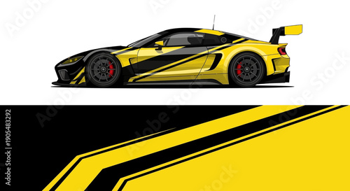 Sleek yellow and black high-performance sports car design with sharp lines and dynamic stance.