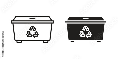 Dumpster icons in different styles. Simple icon design