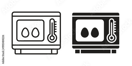 Egg incubator icons in different styles. Simple icon design