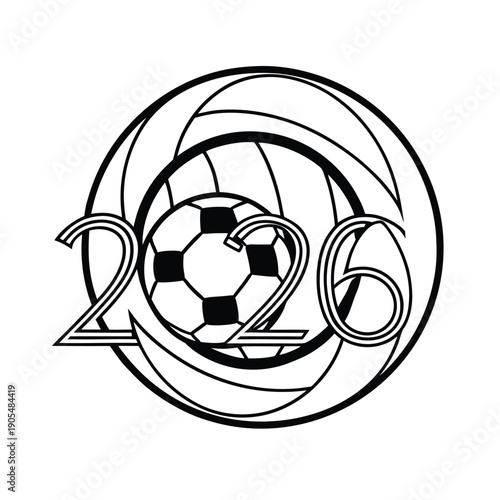 2026 soccer football minimalist illustration design vector line art on white background