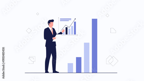 Businessman presenting financial growth chart, business analytics, success concept