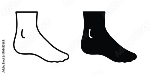 Foot side view icons in different styles. Simple icon design