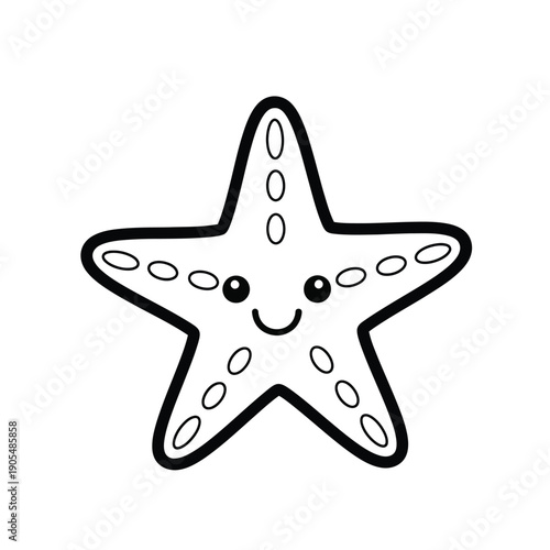 A friendly starfish with a smiling face drawn in a simple, cartoonish style