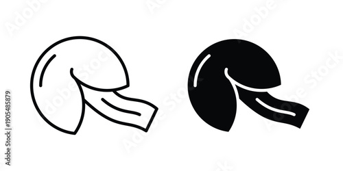 Fortune cookie icons in different styles. Simple icon design