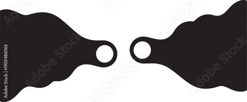 Black Silhouettes of Two Irregular Shapes on White Background