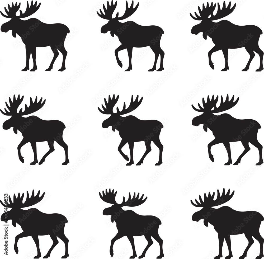 Fototapeta premium moose silhouettes in various walking positions