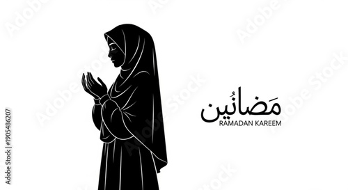 Halloween witch woman praying silhouette vector illustration