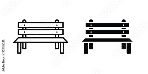 Garden Bench icons in different styles. Simple icon design
