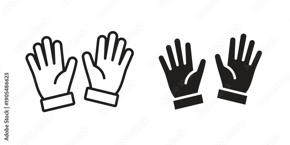 Fototapeta premium Gloves icons in different styles. Simple icon design