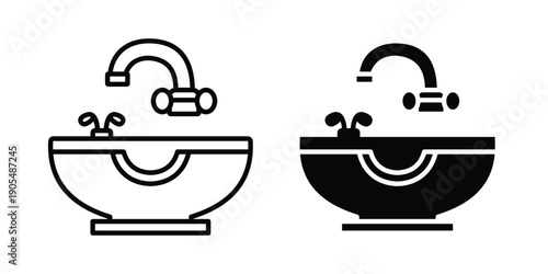 Hair washer sink icons in different styles. Simple icon design