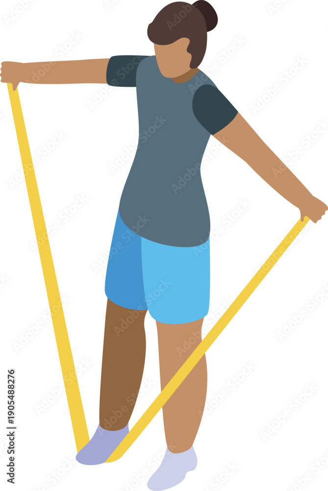 Fototapeta premium Sportswoman exercising with elastic band, promoting healthy lifestyle and active living
