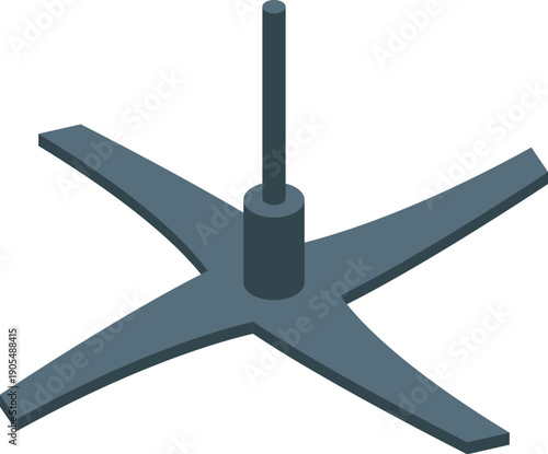 Sturdy cross shaped stand providing stable support for a vertical pole, ideal for various applications requiring a solid base