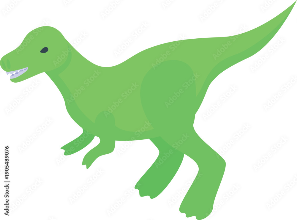 Fototapeta premium Isometric green dilophosaurus walking and showing teeth
