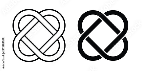 Interlocking icons in different styles. Simple icon design