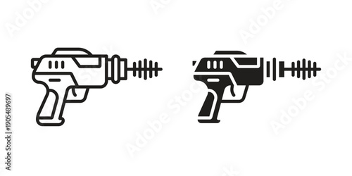 Laser gun icons in different styles. Simple icon design
