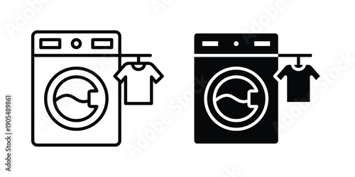 Laundry icons in different styles. Simple icon design