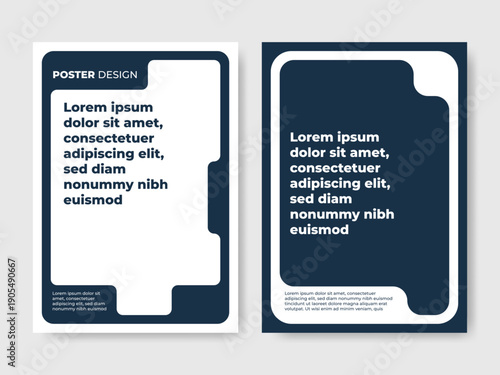Creative Dark Blue Branding Template Set, Minimalist Vertical Poster for Social Media and Print
