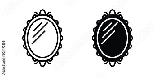 Magic mirror icons in different styles. Simple icon design