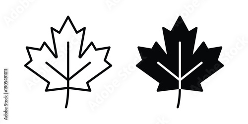 Maple leaf icons in different styles. Simple icon design