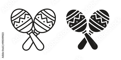 Maracas icons in different styles. Simple icon design