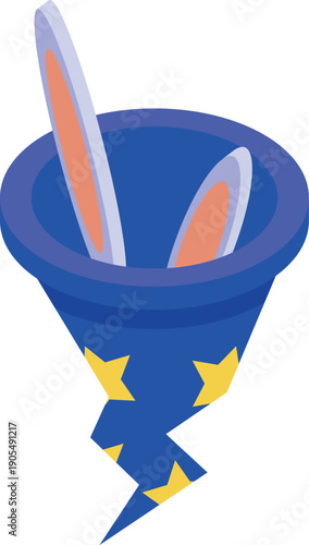 Rabbit ears appearing from a magician hat during a magic show performance