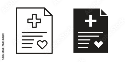 Medical records icons in different styles. Simple icon design