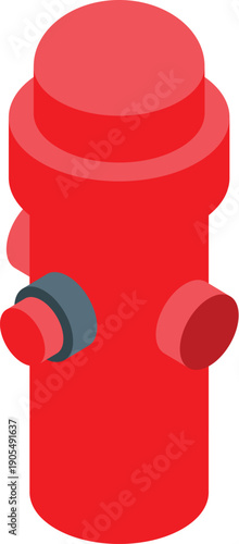 Red fire hydrant standing ready for use in an urban setting, providing essential fire protection