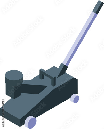 Hydraulic floor jack lifting equipment for car repairing and maintenance, isometric icon