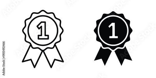 Number one medal icons in different styles. Simple icon design