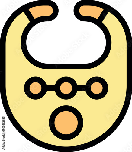 Yellow baby bib icon representing mealtime and preventing spills on clothes
