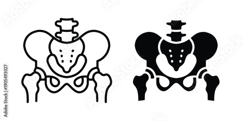 Pelvis icons in different styles. Simple icon design