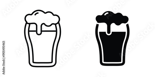 Pint of beer icons in different styles. Simple icon design