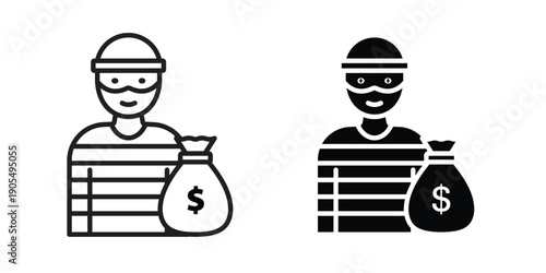 Robbery icons in different styles. Simple icon design