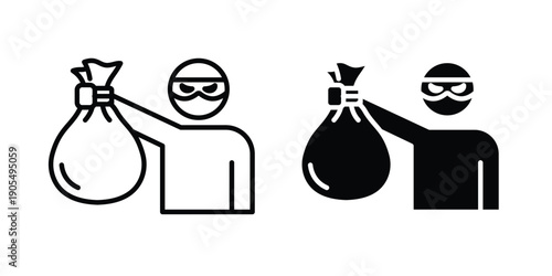 Robbery icons in different styles. Simple icon design