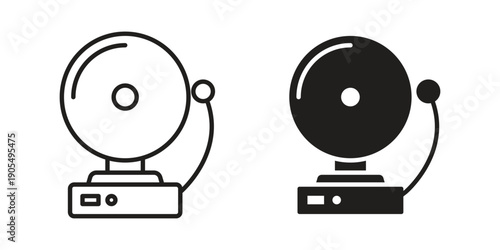 School bell icons in different styles. Simple icon design