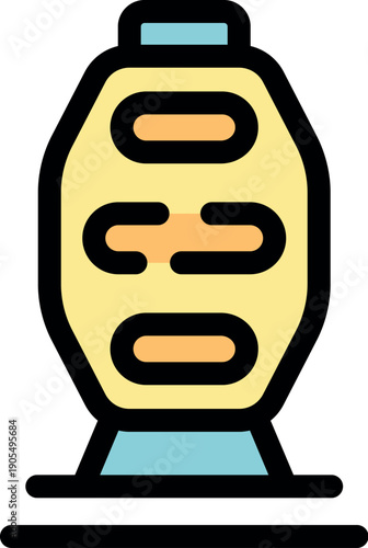 Cartoon space capsule landing softly on a new planet, exploring the universe and discovering new worlds