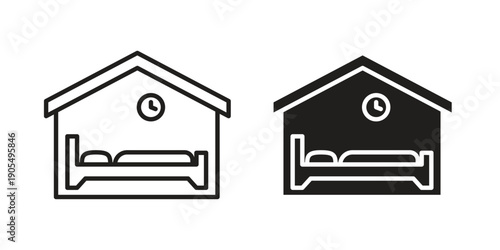 Shelter beds icons in different styles. Simple icon design