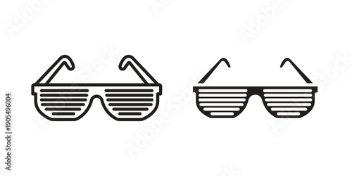 Shutter sunglasses icons in different styles. Simple icon design
