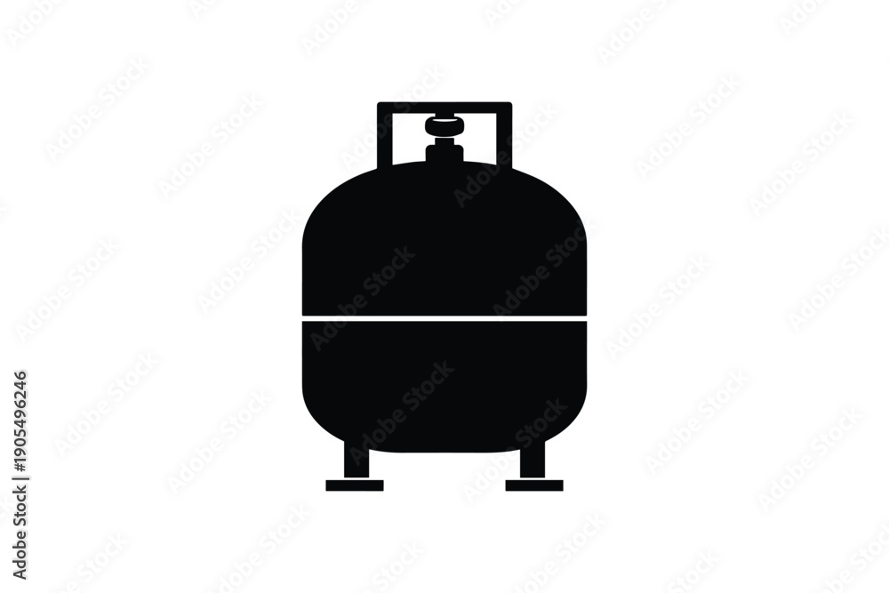 Fototapeta premium Industrial gas cylinder silhouette for energy company branding or chemical storage safety equipment marketing