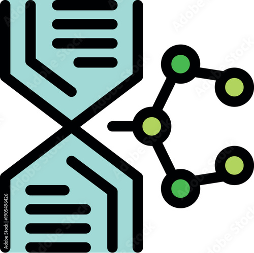 Dna double helix structure connecting with a molecule, symbolizing genetic engineering, modification, and biotechnology research