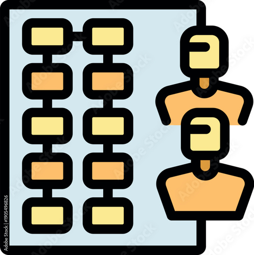 Two managers are evaluating a project timeline, focusing on task dependencies and workflow optimization for successful completion