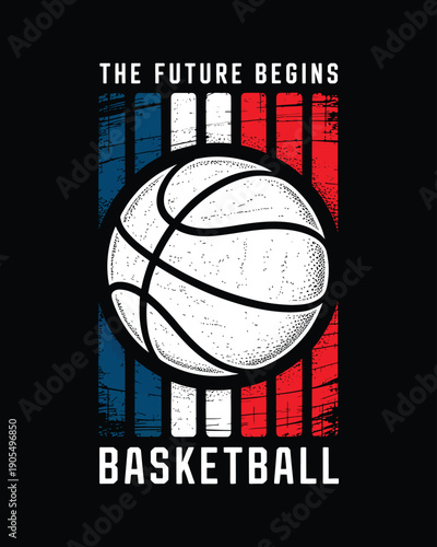 The Future Begins Basketball Retro Sport Graphic for Apparel