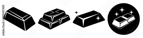 Gold bars stack vector icon isolated on white background with plus sign investment growth finance wealth concept