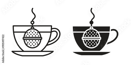 Tea infuser icons in different styles. Simple icon design