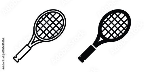Tennis racket icons in different styles. Simple icon design