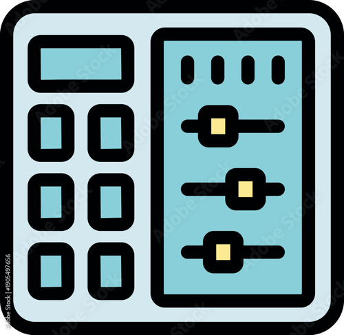 Electronic device for music production featuring a control panel with buttons and sliders, ideal for djs and music producers