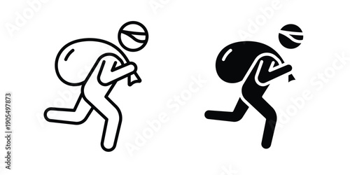 Thief icons in different styles. Simple icon design