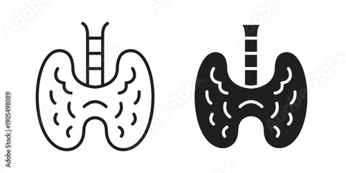 Thyroid gland icons in different styles. Simple icon design